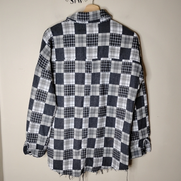 Gilded Intent Patchwork Fringe Flannel Shirt Small | Western Cowgirl Fall Casual - Picture 5 of 8